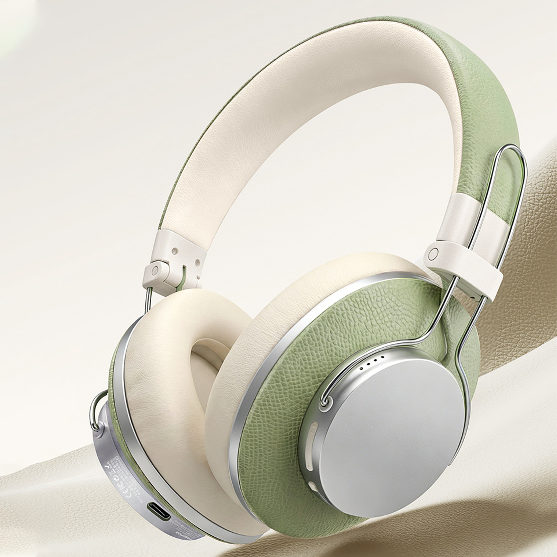 Active Noise Cancelling Wireless Over-Ear Headphones in Sage Green