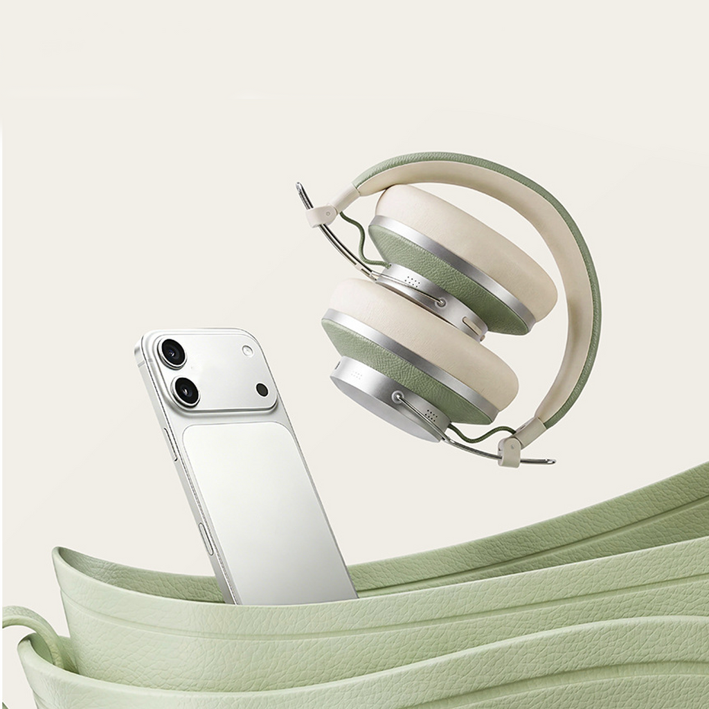 Active Noise Cancelling Wireless Over-Ear Headphones in Sage Green