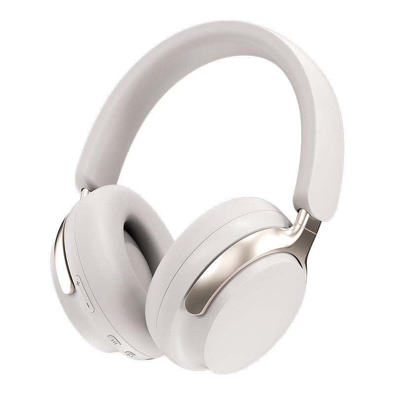 White Khaki Wireless Over-Ear Headphones with Foldable Design