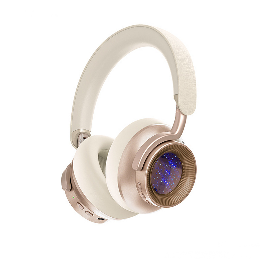 Active Noise Cancelling Wireless Over-Ear Headphones with Decorative LED Panel