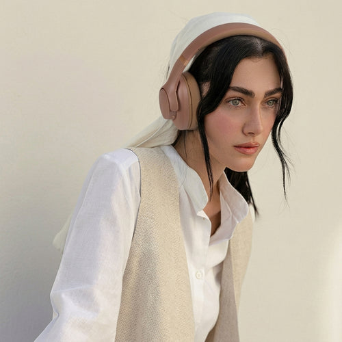 Khaki Wireless Over-Ear Headphones with Active Noise Cancellation